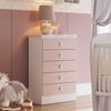 Cômoda de Bebê 5 Gavetas Branco/Rosa