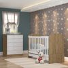Quarto de Bebê Completo com Berço Mini Cama e Cômoda Faz de Conta Espresso Móveis Rústico/Branco