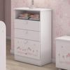 Cômoda De Bebê 2 Gavetas 1 Porta Kids Móveis Branco/Rosa