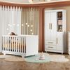 Quarto de Bebê Guarda Roupa 3 Portas e Berço Mini Cama 100% MDF Nina Branco