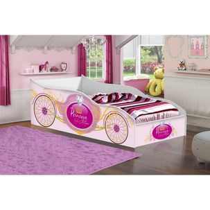 Cama Carruagem Infantil/Solteiro em MDF/MDP Rosa