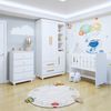 Quarto de Bebê Completo com Cômoda, Mini Berço e Guarda Roupas Lila Branco