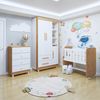 Quarto de Bebê Completo com Cômoda, Mini Berço e Guarda Roupas Lila Amadeirado / Branco