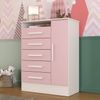 Cômoda Infantil 1 Porta e 5 Gavetas Tic Tac Branco/Rosa