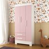 Guarda Roupa Infantil 3 Portas e 2 Gavetas Kit Cat Branco/Rosa