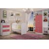 Quarto de Bebê Completo Leãozinho com Guarda-Roupa 2 Portas, Cômoda e Berço Espresso Móveis Branco/Rosa