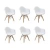 Conjunto 6 Cadeiras Infantil Base Madeira com Braço Eiffel Branco