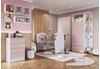 Quarto de Bebê Fofura, com Guarda-Roupa, Cômoda e Berço Branco/Rosa
