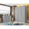 Quarto Infantil Completo Roupeiro e Cômoda 4 Gavetas Pérola Cinza