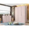 Quarto Infantil Completo Pérola Roupeiro e Cômoda 4 Gavetas Rose