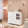 Cômoda de Bebê 1 Porta com Janela 4 Gavetas Maya Clássico Espresso Móveis Branco Brilho