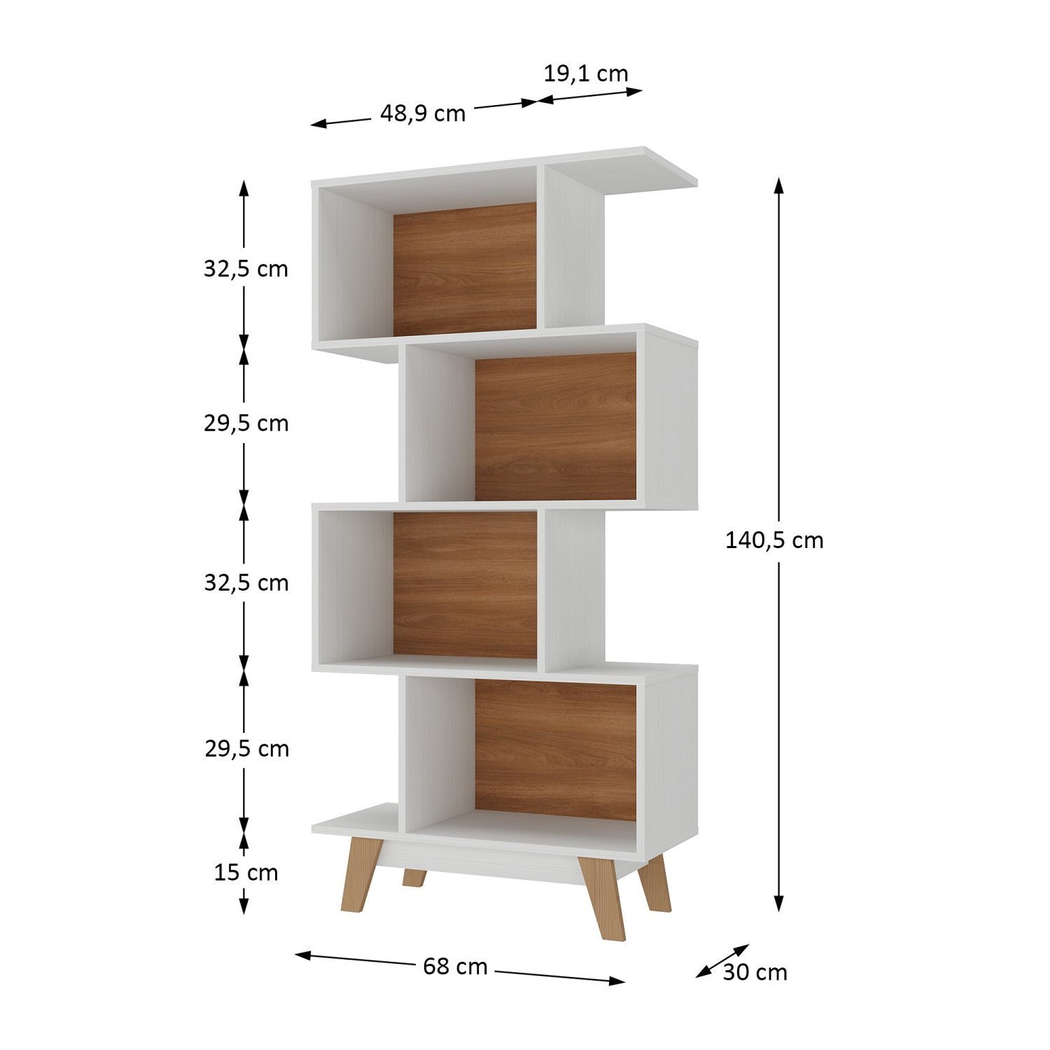 nicho★ページ Nicho Infantil Organizador 4 Nichos Noah Espresso Moveis Branco/Nogal