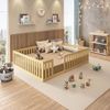 Cama Montessoriana Casal Giulia Madeira Maciça com Grade Natural - Casatema