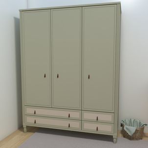 Guarda Roupa Infantil com 4 Gavetas e 3 Portas Tudor Plus Verde