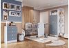 Quarto de Bebê com Guarda-Roupa e Cômoda Arco-Íris Branco/Azul