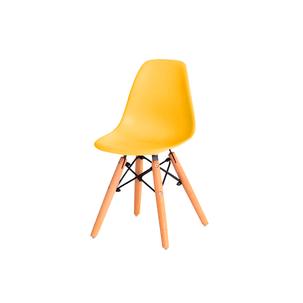 Cadeira Infantil Eames Braço Polipropileno Base Madeira Eiffel Espresso Móveis Amarelo