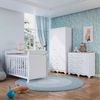Quarto de Bebê com Guarda Roupa 3 Portas Cômoda 1 Porta e Berço Americano Nina Espresso Móveis Branco Brilho