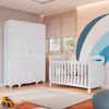 Quarto de Bebê com Guarda-Roupa 4 Portas e Berço Minicama 100% MDF Nina Espresso Móveis Branco Brilho