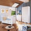 Quarto de Bebê Guarda Roupa 3 Portas Cômoda e Berço Americano Cocada Espresso Móveis Branco Brilho