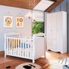Quarto de Bebê com Guarda Roupa 3 Portas e Berço Americano Cocada Espresso Móveis Branco Brilho