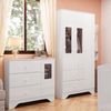 Quarto Infantil com Guarda Roupa e Cômoda com Janelas Retângulo 100% MDF Cocada Branco Brilho