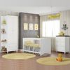 Conjunto para Quarto Infantil Berço, Cômoda 3 Gavetas e Guarda Roupa Mia Branco