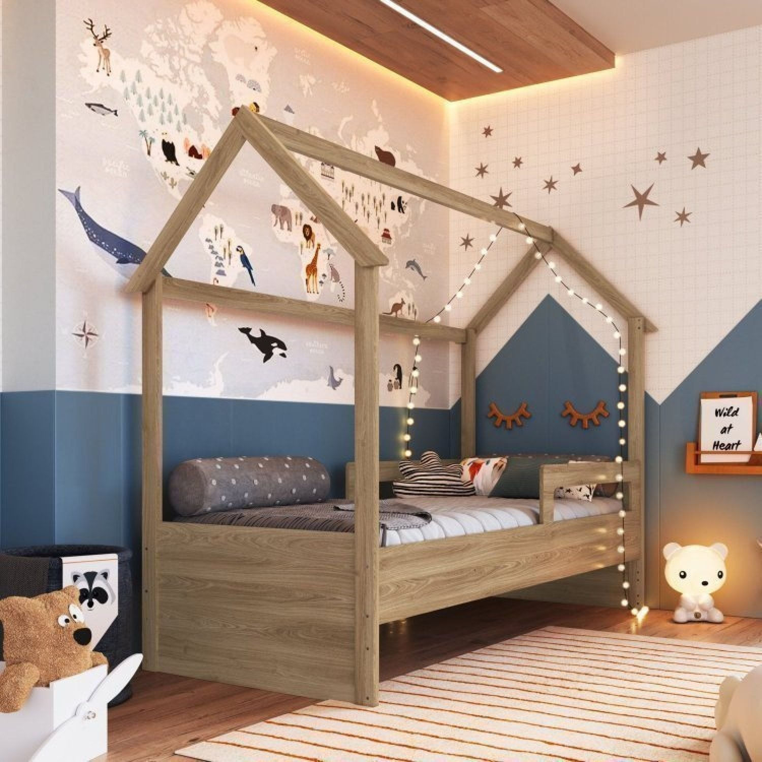 Cama Infantil Montessoriana 1 Colchão Aveiro Oak