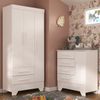Quarto Infantil Completo Guarda Roupa 3 Portas 2 Gavetas com Cômoda Selene Branco