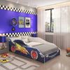 Cama Carro Infantil Solteiro Logan Yescasa Branco/Azul