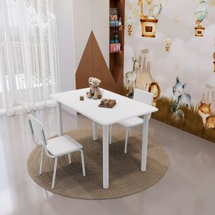 Conjunto Infantil com Mesa 75x50cm com 2 Cadeiras Laura Branco