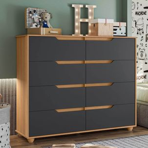 Cômoda Infantil 8 Gavetas Circus Freijó/Titanium