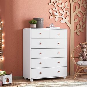 Cômoda Infantil 6 Gavetas Balão Branco