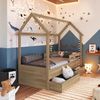 Cama Infantil Montessoriana 2 Gavetões Inferiores 1 Colchão Aveiro Oak