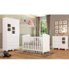 Quarto de Bebê Completo com Guarda Roupa Cômoda com Janela e Berço 100% MDF Uli Branco Brilho