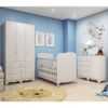 Quarto de Bebê Completo com Guarda Roupa 3 Portas Cômoda e Berço 100% MDF Mimo Espresso Móveis Branco Brilho