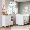 Quarto de Bebê com Cômoda 1 Porta com Janela e Berço 100% MDF Mimo Espresso Móveis Branco Brilho