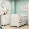 Quarto de Bebê com Berço e Cômoda 4 Gavetas 100% MDF Mimo Branco Brilho