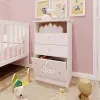 Cômoda Infantil 1 Porta 2 Gavetas 1 Nicho Estampada Kids Espresso Móveis Branco/Urso Rosa