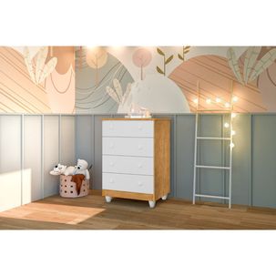 Cômoda Infantil 4 Gavetas Lara Nature/Branco