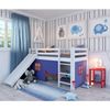 Cama Alta Kids com Escorregador e Tenda em Madeira Maciça/mdf Branco/Azul