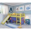 Cama Alta Kids com Escorregador e Tenda em Madeira Maciça/mdf Amarelo/Azul