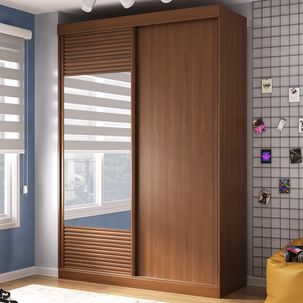 Guarda Roupa Infantil 2 Portas 1 Porta com Espelho Samambaia Teen CabeCasa MadeiraMadeira Freijó