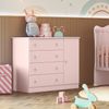 Cômoda Infantil 1 Porta 4 Gavetas Doce Sonho Rosa Acetinado