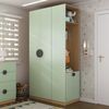 Guarda-Roupa Modulado Infantil 2 Peças com 4 Portas 2 Gavetas com Nichos e Sapateira Joy Kids Cabecasa Madeiramadeira Verde/Avena