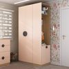 Guarda-Roupa Modulado Infantil 2 Peças com 4 Portas 2 Gavetas com Nichos e Sapateira Joy Kids Cabecasa Madeiramadeira Salmão/Avena