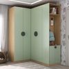 Guarda Roupa Modulado Infantil de Canto 3 Peças 6 Portas 2 Gavetas Joy Kids CabeCasa MadeiraMadeira Verde/Avena