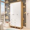 Guarda-roupa de Bebê 3 Portas e 3 Gavetas 100% Mdf Mimo Espresso Móveis Branco Brilho/Amêndoa
