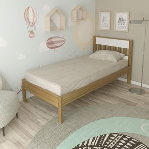 Cama Juvenil Solteiro 196x96,7x92cm Alaska Espresso Móveis Amêndoa/Branco