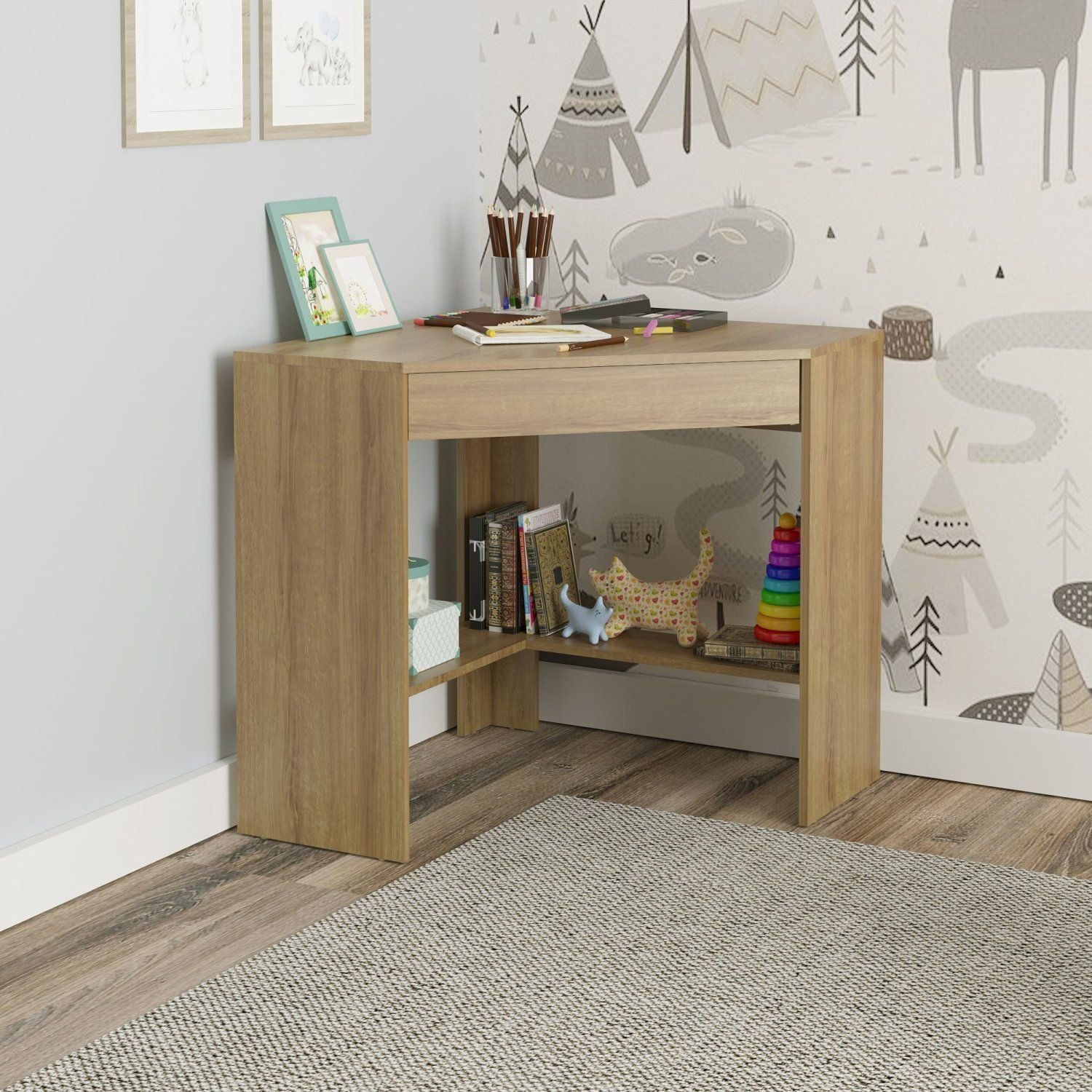 Mesa de Estudos Infantil 76,5x76,5x74,5cm Atlantis Amendoa