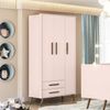 Guarda-roupa 3 Portas com 2 Gavetas Q Encanto Retrô Rosa Acetinado
